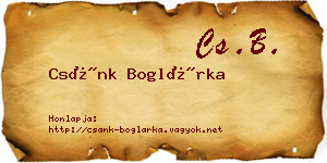 Csánk Boglárka névjegykártya